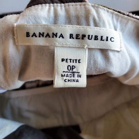 🟢7348 * Banana Republic Animal Print Linen Dress Olive Green White Size 0P - Picture 4 of 10